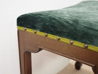 Antique Georgian Style Mahogany Stool with Green Velvet