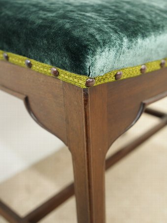 Antique Georgian Style Mahogany Stool with Green Velvet