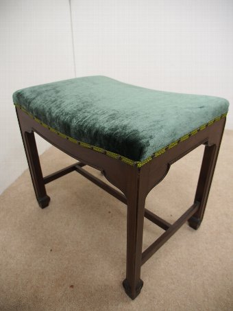 Antique Georgian Style Mahogany Stool with Green Velvet