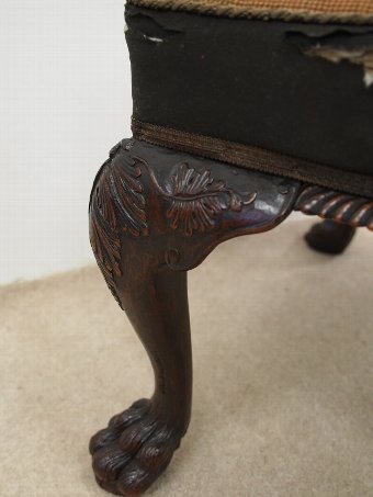 Antique Victorian Carved Mahogany Stool
