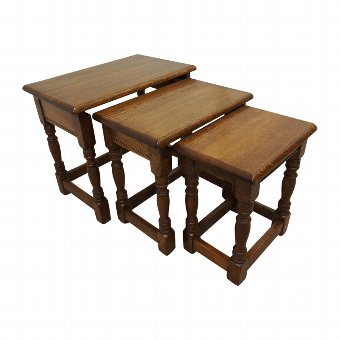 Solid Oak Nest of 3 Tables