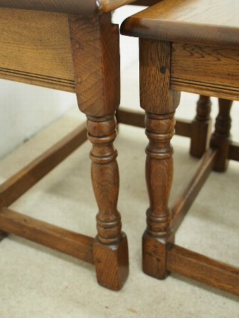 Antique Solid Oak Nest of 3 Tables