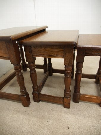 Antique Solid Oak Nest of 3 Tables