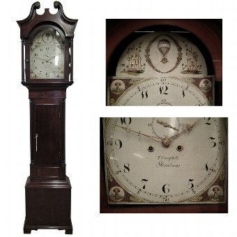 Antique Late George III Grandfather Clock by T. Campbell, Strabane