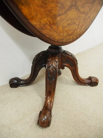Antique Victorian Burr Walnut Drop Leaf Table