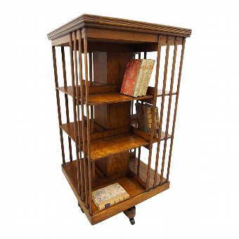 Edwardian Oak Revolving Bookcase
