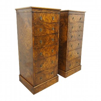 Pair of Victorian Burr Walnut Chest of Drawers