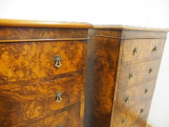 Antique Pair of Victorian Burr Walnut Chest of Drawers