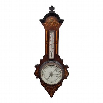 Victorian Mahogany and Inlaid Barometer and Thermometer
