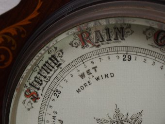 Antique Victorian Mahogany and Inlaid Barometer and Thermometer
