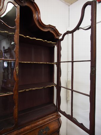 Antique Dutch Walnut Display Cabinet or Cabinet Bookcase