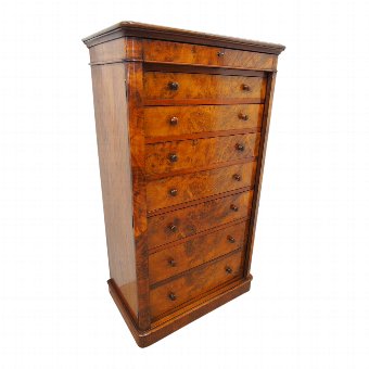 Victorian Figured Walnut Wellington Chest / Secretaire