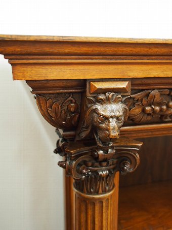 Antique Walnut and Burr Walnut Carved Open Bookcase
