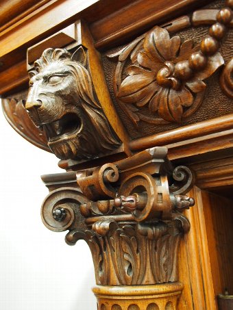 Antique Walnut and Burr Walnut Carved Open Bookcase