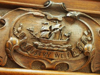 Antique Walnut and Burr Walnut Carved Open Bookcase