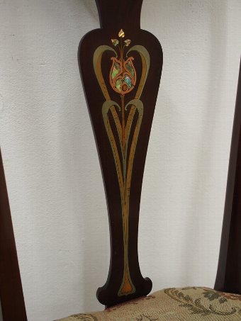 Antique Mahogany and Inlaid Art Nouveau Side Chair