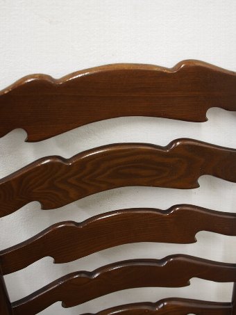 Antique Set of 8 Oak Ladder Back Country Chairs