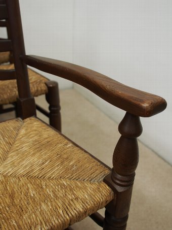 Antique Set of 8 Oak Ladder Back Country Chairs