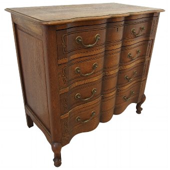 French Oak Shaped Chest Of Drawers