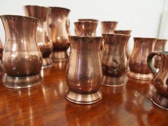 Antique Set of 14 Victorian Copper Spirit Measures