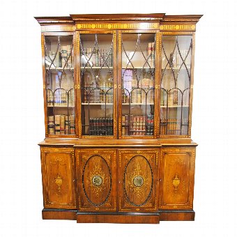 Inlaid Rosewood Breakfront Bookcase 