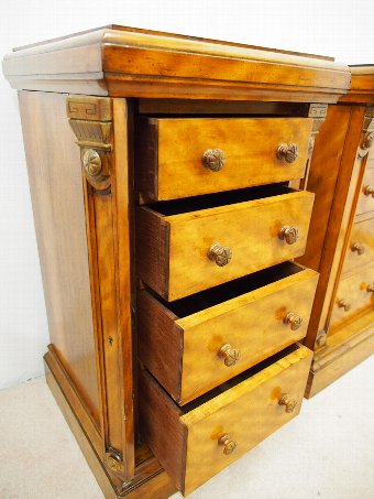 Antique Pair of Victorian Satin Birch Chest of Drawers