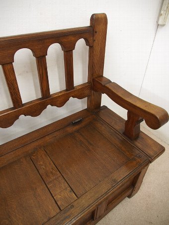 Antique Late Victorian Oak Hall Bench