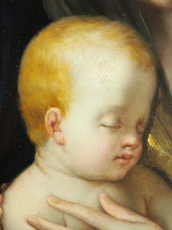 Antique  Oil Painting of Madonna and Child