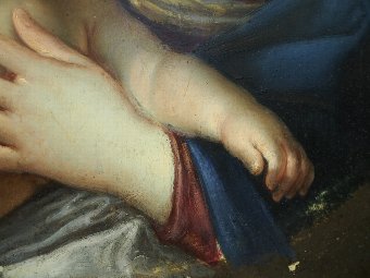 Antique  Oil Painting of Madonna and Child