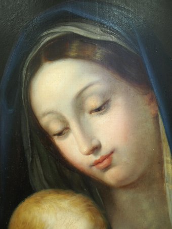 Antique  Oil Painting of Madonna and Child