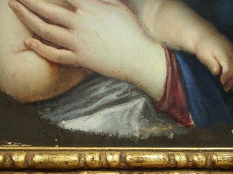 Antique  Oil Painting of Madonna and Child