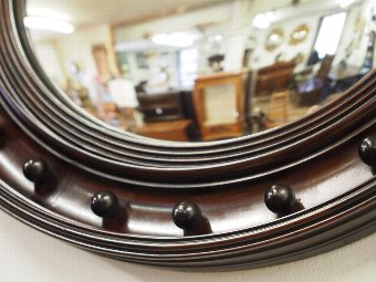 Antique Regency Style Mahogany Convex Mirror
