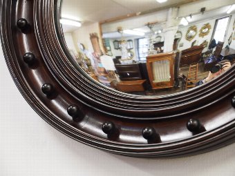 Antique Regency Style Mahogany Convex Mirror