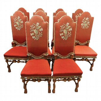 Set of 10 Oak Dining Chairs by Whytock and Reid