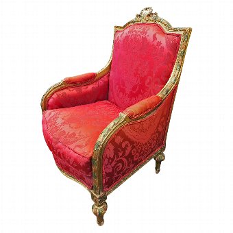 French Carved Giltwood Armchair
