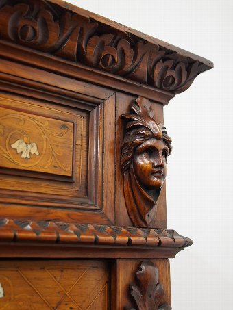 Antique Italian Inlaid Walnut Display Cabinet or Bookcase