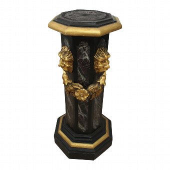 Neoclassical Style Faux Marble and Gilt Stand