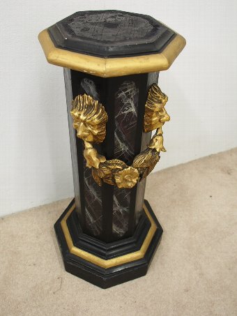 Antique Neoclassical Style Faux Marble and Gilt Stand
