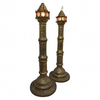 Large Pair of Brass Floor Standing Lamps