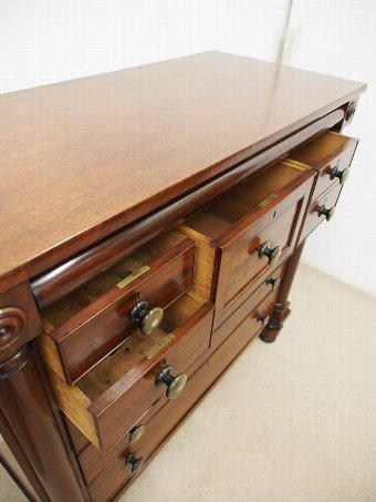 Antique Mahogany Column Chest of Drawers