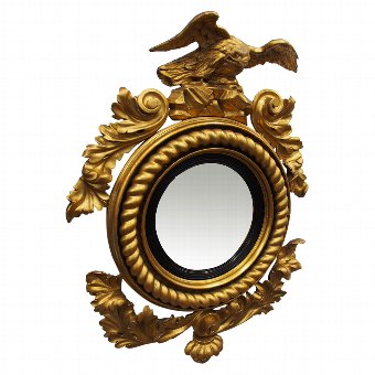 Regency Carved Giltwood Convex Mirror