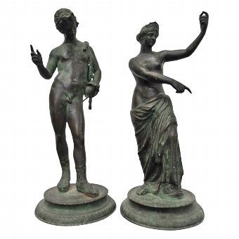Pair of Grand Tour Bronzes of Narcissus and Venus