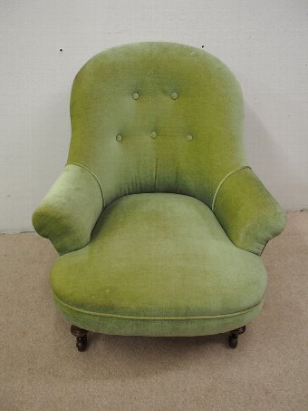 Antique Green Victorian Ladies Easy Chair