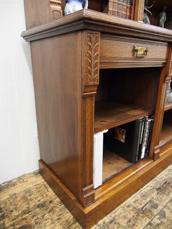 Antique Late Victorian Oak Open Bookcase