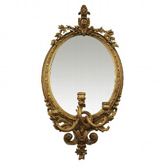 Giltwood and Gilded Gesso Girandole Mirror