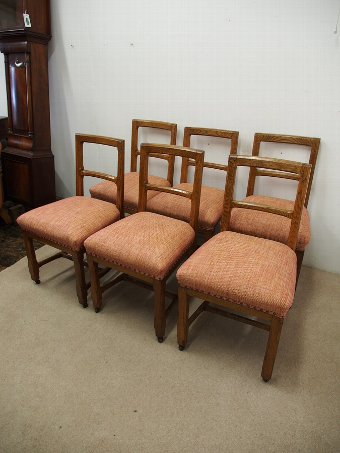 Antique Set of 6 Oak Dining Chairs