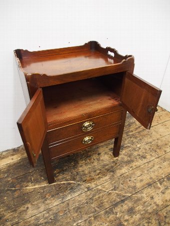 Antique George III Mahogany Tray Top and Inlaid Commode