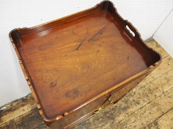 Antique George III Mahogany Tray Top and Inlaid Commode
