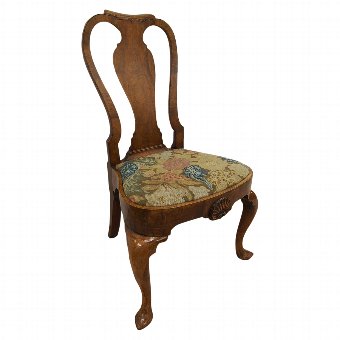 Antique Set of 4 Queen Anne Walnut Dining Chairs