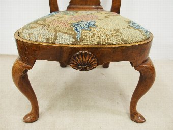 Antique Set of 4 Queen Anne Walnut Dining Chairs